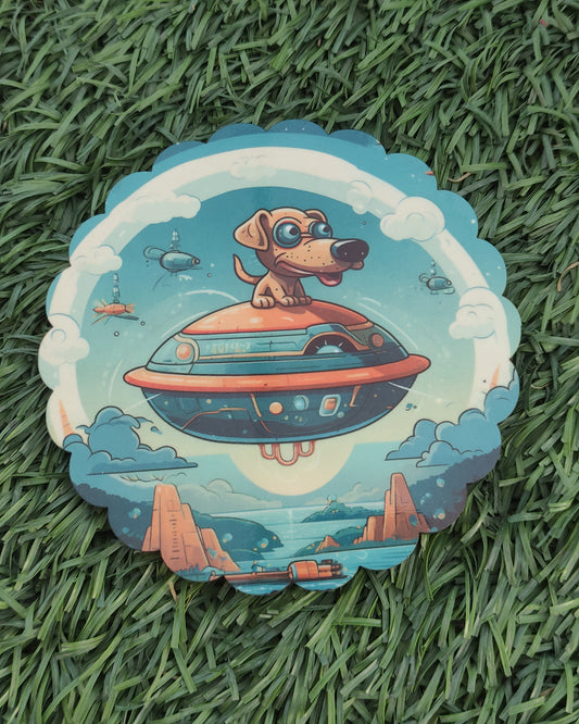 Wooden Coaster | Dog In Space